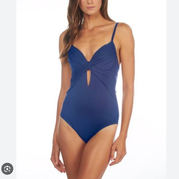 Kenneth Cole Indigo Tummy-Toner Underwire One-Piece Swimsuit - Picture 3 of 15